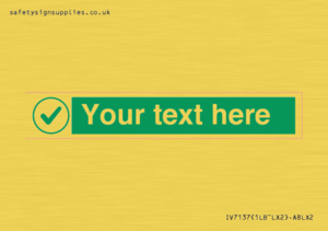 Custom green background, green tick in circle sign